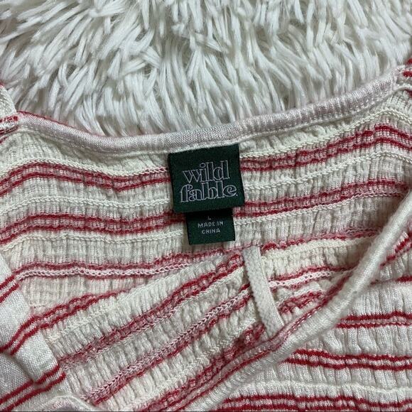 WILD FABLE • Red + White Striped Ruffle Cropped Tank Top - Picture 8 of 8